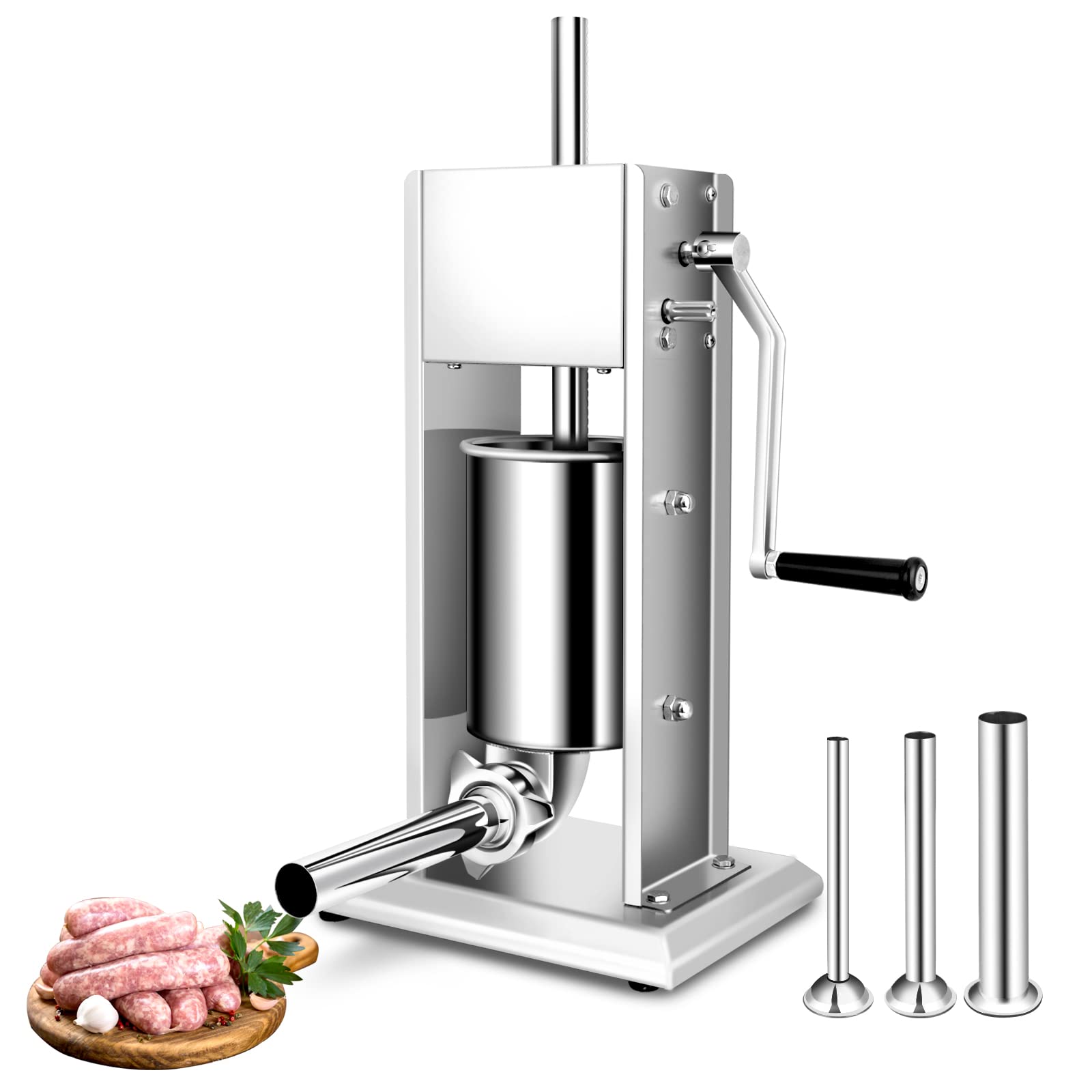 YBSVO 7 lb. Stainless Steel Vertical Manual Sausage Stuffer with 5/8
