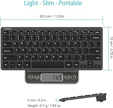 Arteck 2.4G Wireless Keyboard Ultra Slim and Compact Keyboard with Media Hotkeys for Computer Desktop PC Laptop Surface Smart TV and Windows 11/10/8/7, Black