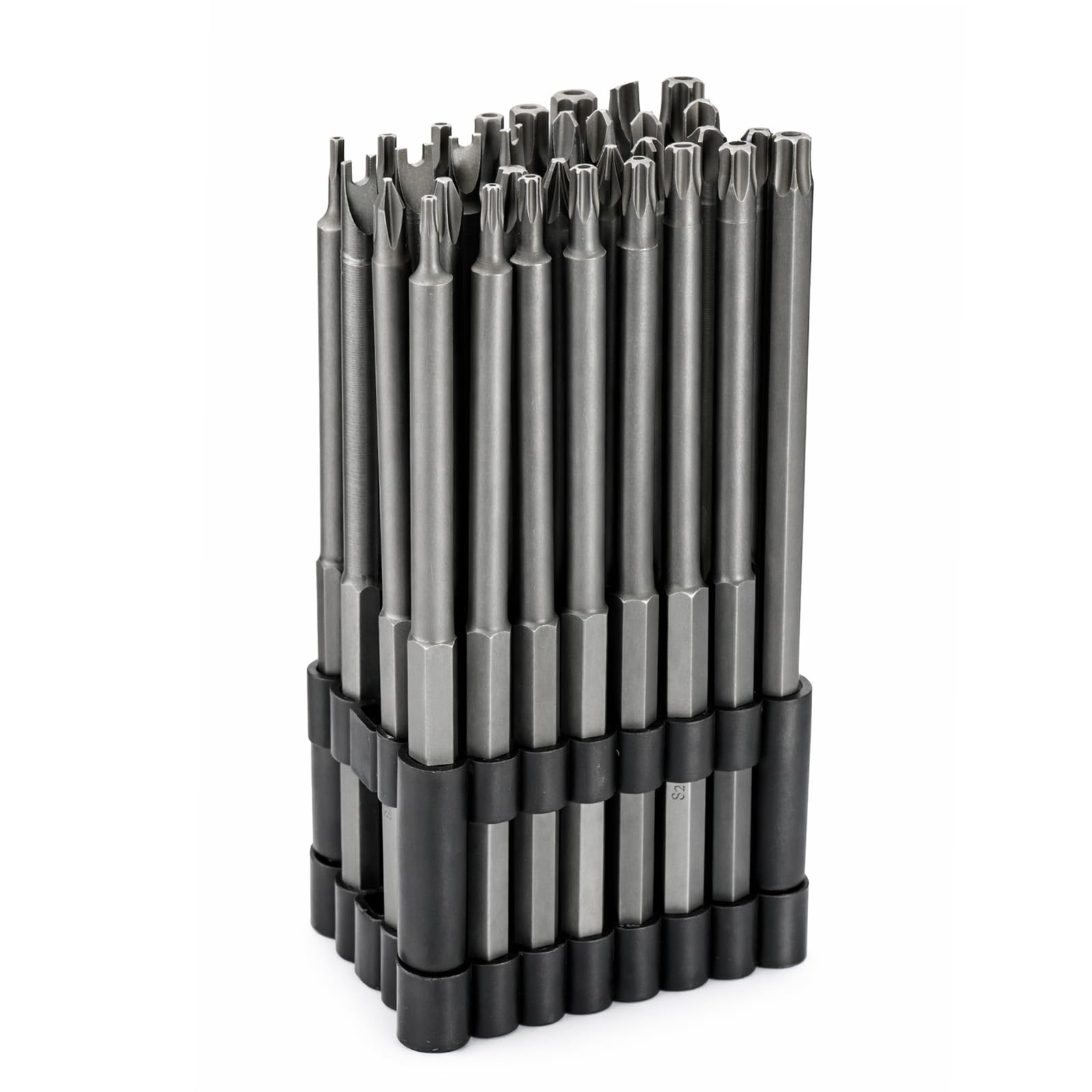 Sunnynest Black 32-Piece Extra Long Security Bit Set, 6"" Torx, Pozi-Drive, Phillips, Slotted, Tri-Wing & Tamper-Proof Bits, 1/4"" Hex Shank Magnetic Screwdriver Bits For Impact Drills & Electric Screwdrivers