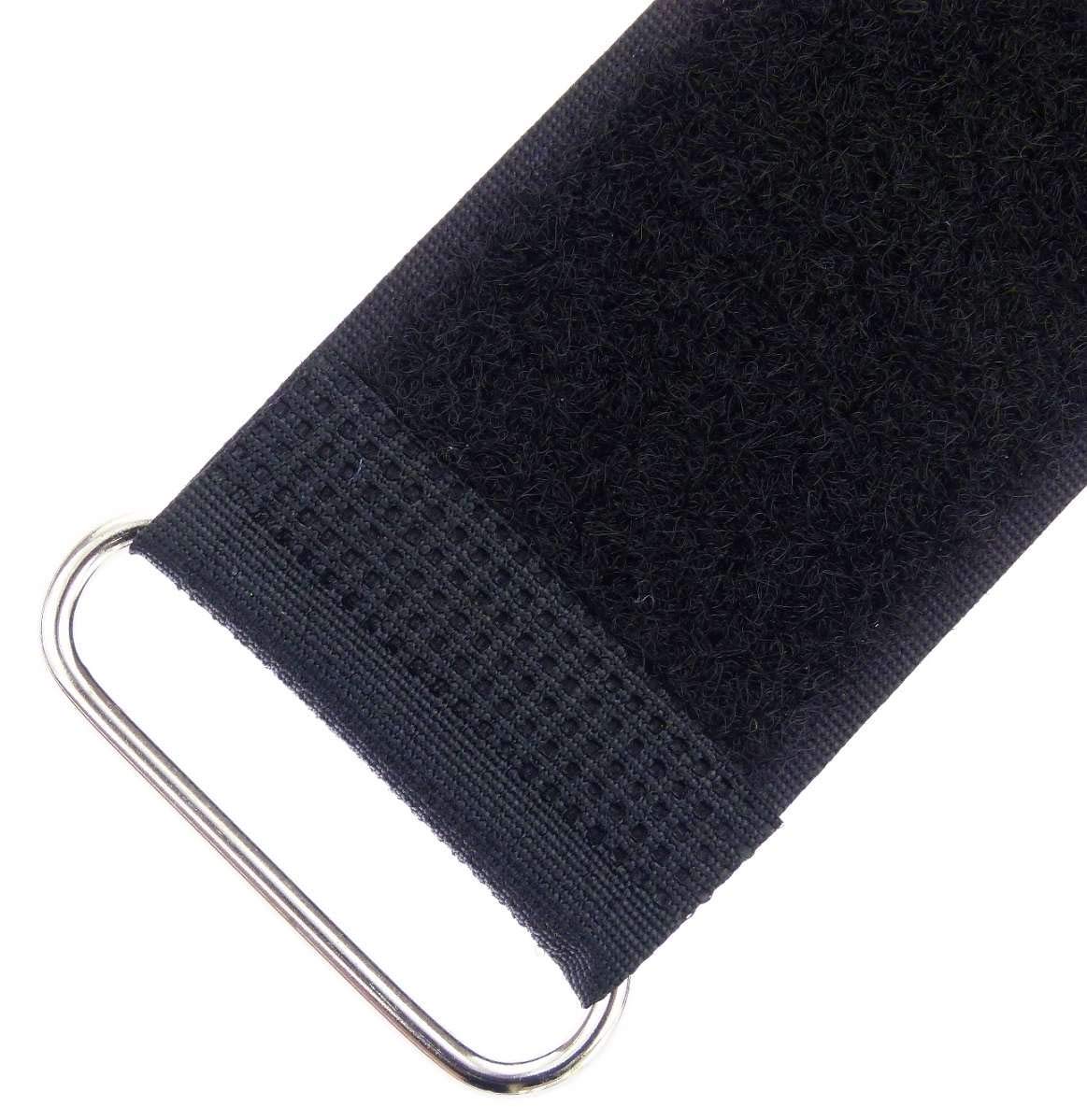 100x 80 cm x 50 mm wiederverschließbare Klett-Kabelbinder SCHWARZ mit Metall-Öse - Kabel-Klettband 800 mm wiederverwendbar
