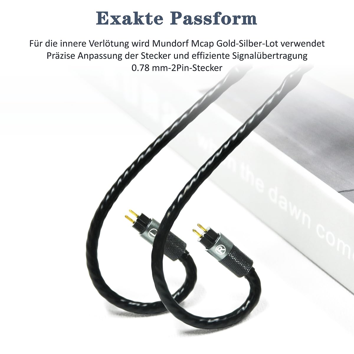 GUCraftsman 0.78mm-2-Pin IEM-Upgrade-Kabel aus 6N Einkristall-Silber für MOONDROP BLESSING 2, DUSK, 64 Audio Volur, U6t, U12t, Tia Trio, Vision Ears VE2, VE3.2, Empire Ears Legend X (4,4 mm Stecker)
