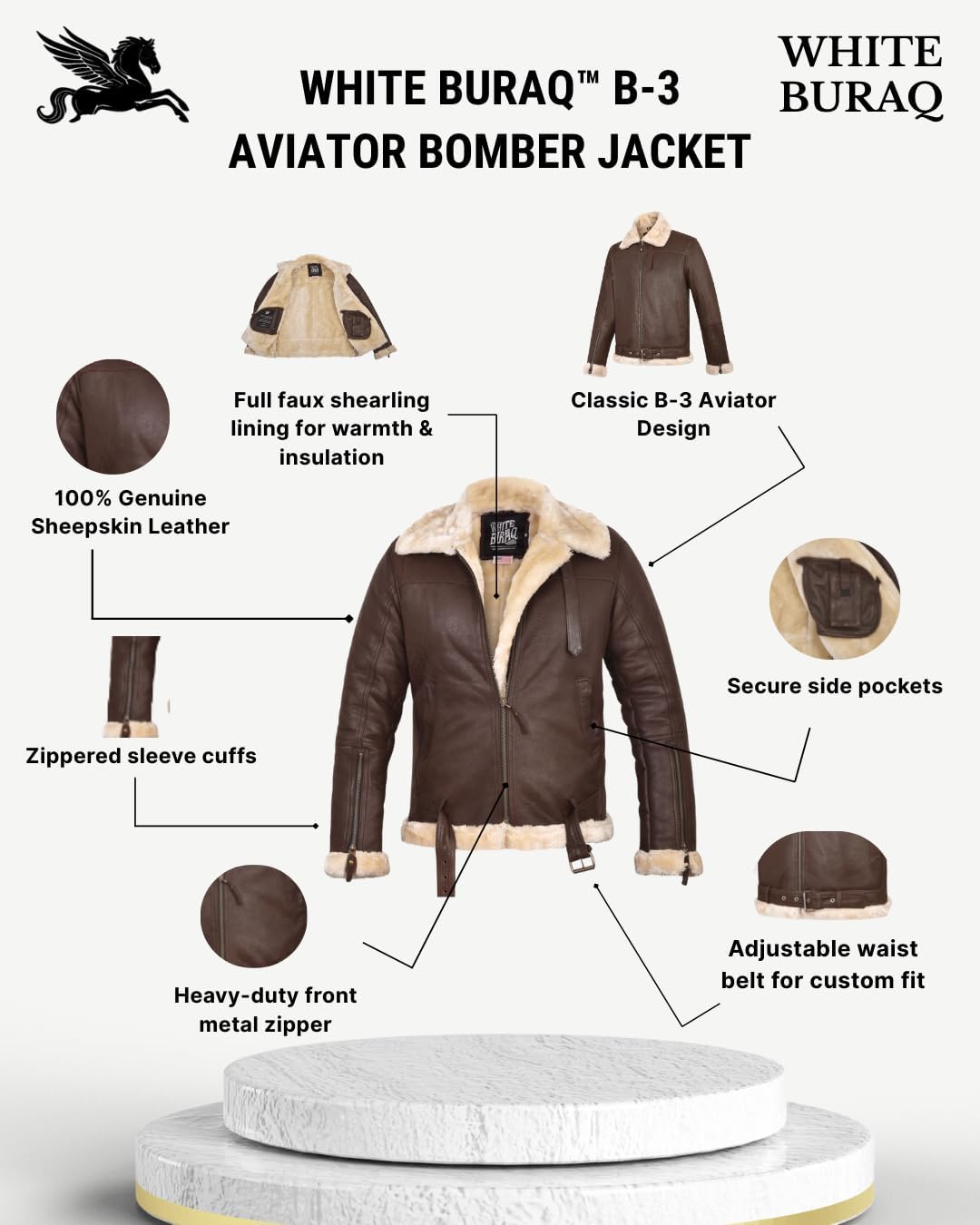 Best‌ Aviator Jacket - WHITE BURAQ™ Men's B3⁢ Bomber Jacket Review