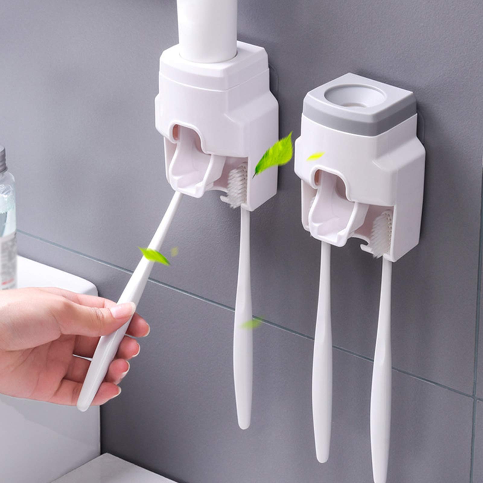 Dispenser Automatico Dentifricio E Portaspazzolino Da Parete - Con 4 Slot E 2 Bicchieri, Per Bagno - Foto 12