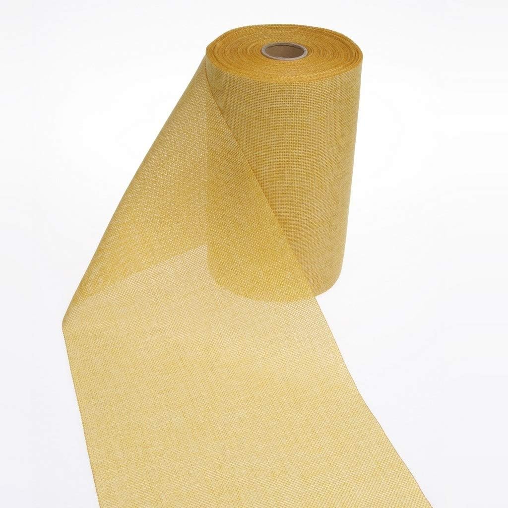 Deko As Shabby Chic table runner in linen look, polyester, odourless, sun yellow, 20 cm x 25 m, Sunshine Yellow - Image 3