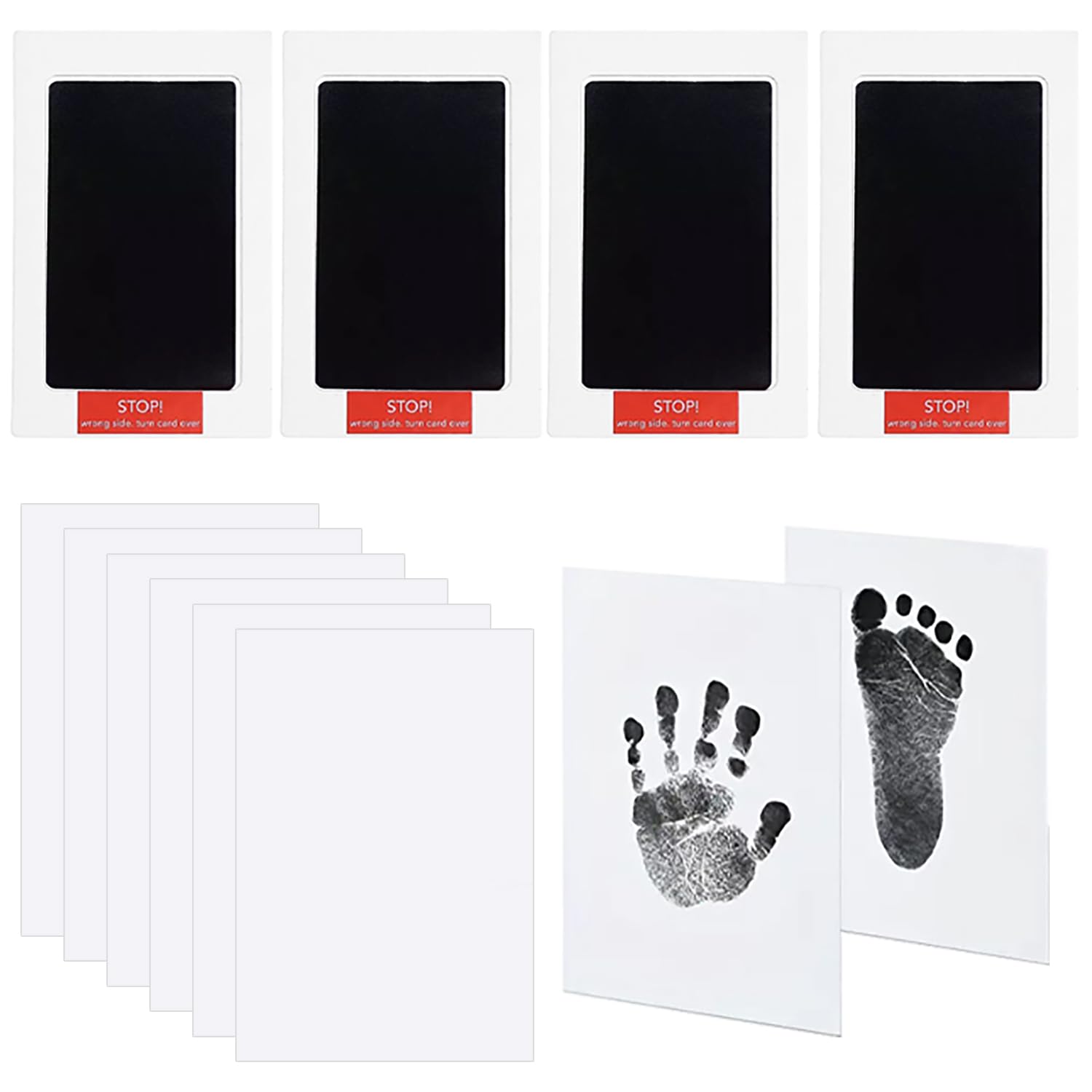 YPYMOD 4 Piezas Huellas Bebe Recien Nacido, Almohadillas de Tinta de Manos y Pies Bebé Sin Tacto con 8 Tarjetas de Impresión, No Tóxicas, No se Mancha, Kit Huella del Mascota, Regalo De Bautizo