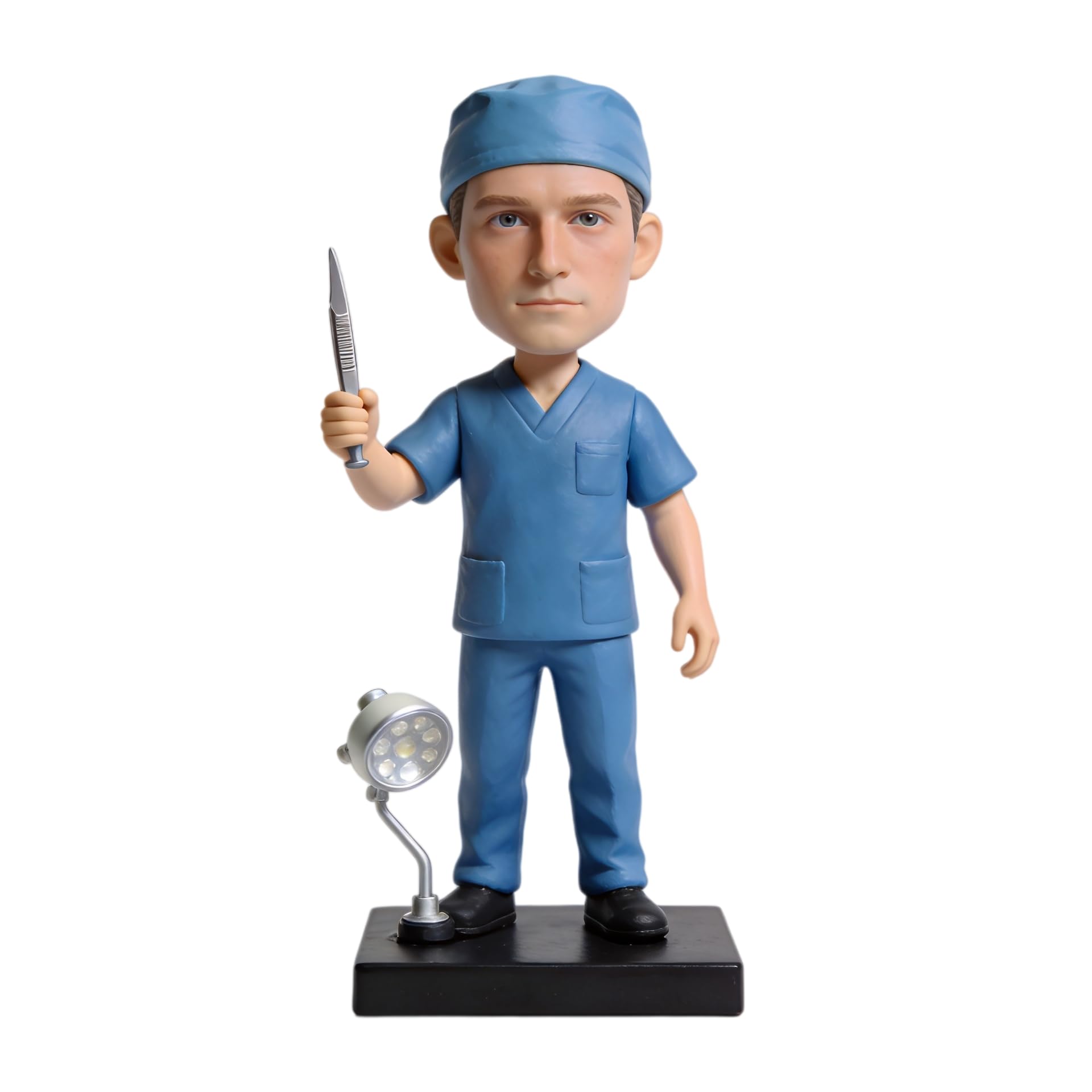 Chirurgo personalizzato Bobblehead, statuetta 3D personalizzata da foto, statua fatta a mano in argilla polimerica con bisturi, regalo per medico di compleanno o pensionamento, decorazione per