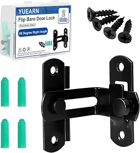 2 juegos de cierres de puerta corredera para puerta de granero con fácil instalación para gabinetes, armarios, puertas de ventana