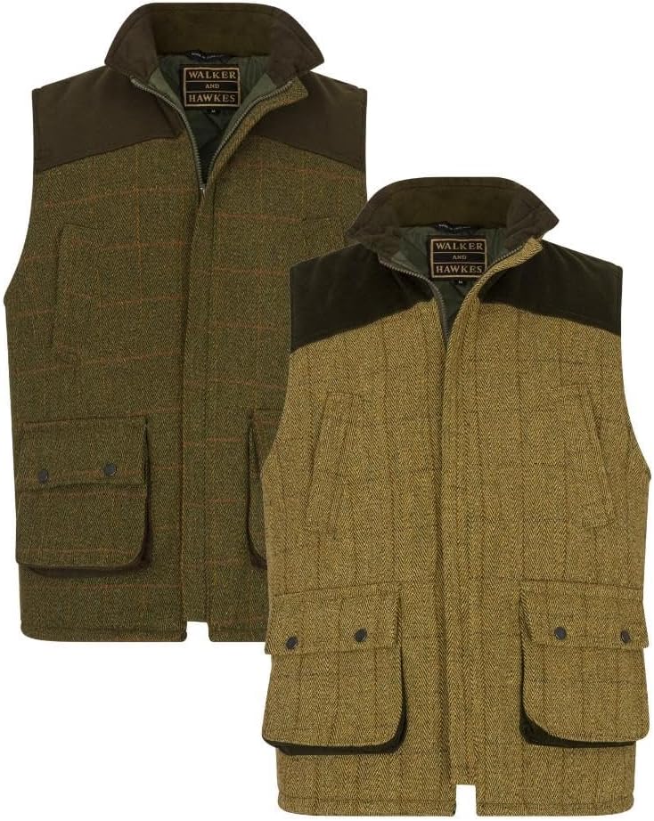 Walker and Hawkes - Men's Derby Tweed Warrington Shooting Gilet w/Shoulder Patch - Image 6
