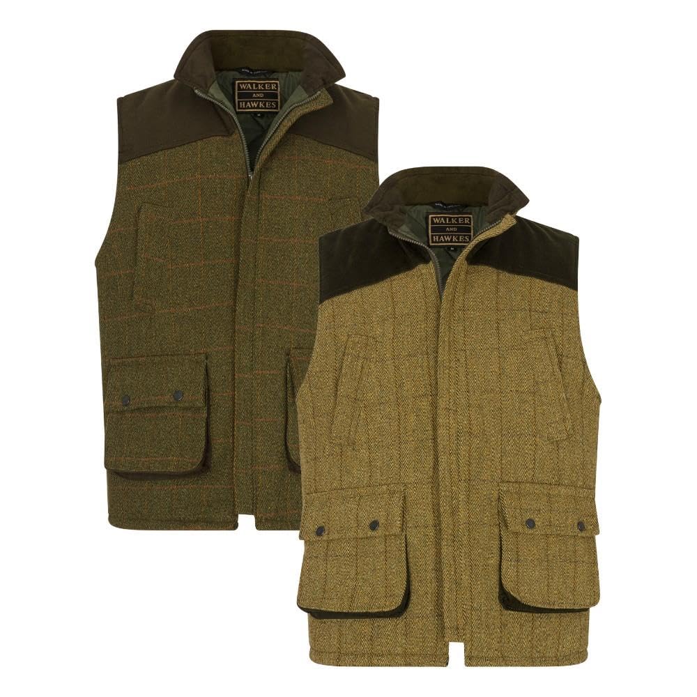 WALKER AND HAWKES - Gilet da tiro Derby Tweed Warrington da Uomo con Toppa sulla Spalla