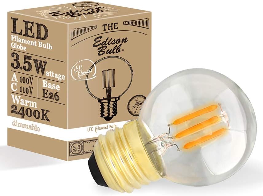 Amazon E26 調光器対応 エジソンバルブ Led電球 ミニglobeクリア 電球色 3 5w 250lm 2400k エジソン電球 裸電球 アンティーク電球 エジソン バルブ ホーム キッチン