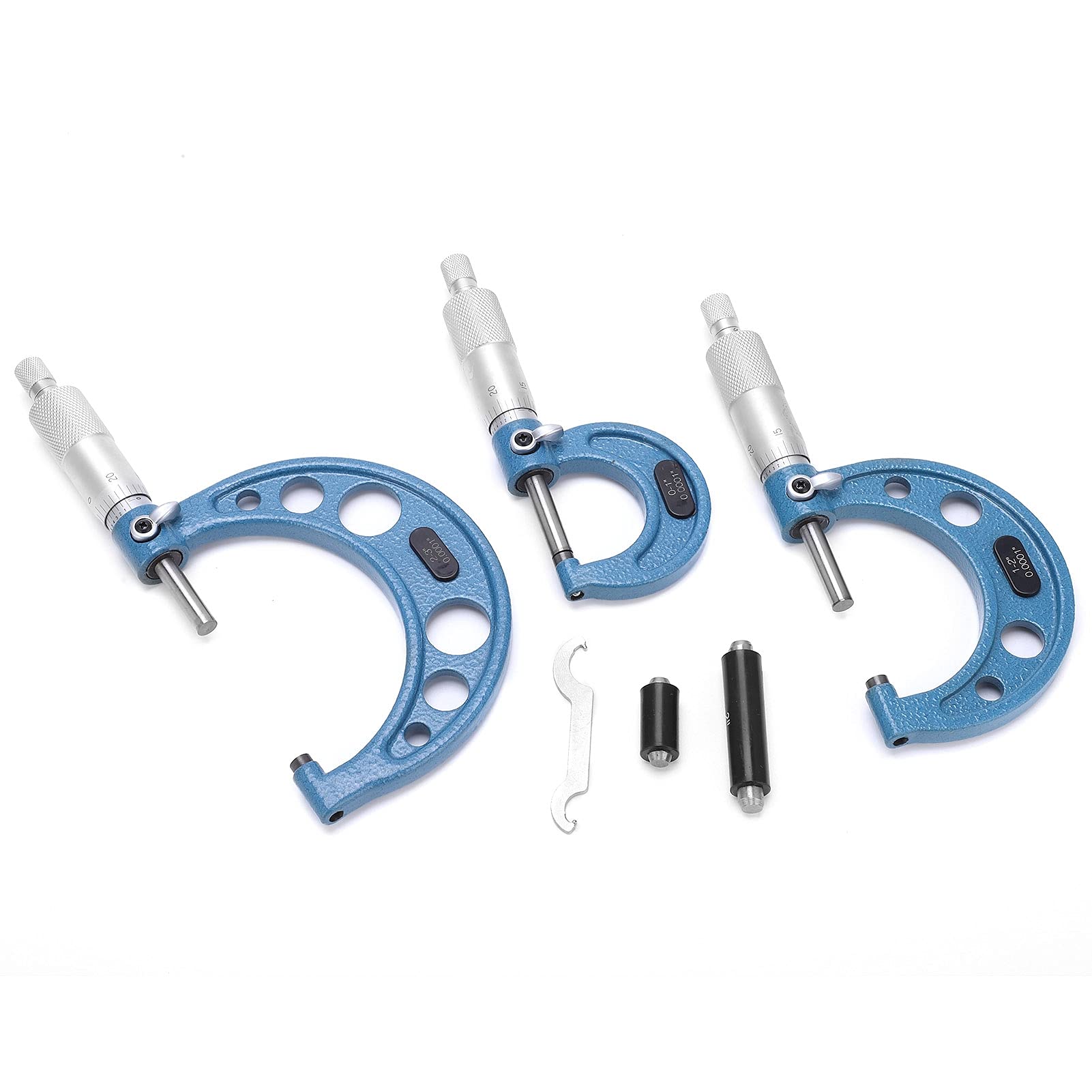Micrómetro Industrial, Precisión de 0-3in 0.0001in, Medición de Acero Espesado, de Trinquete Acceso Rápido de 1 Pulgada de 2 Pulgadas de Calibración con Estuche de Trípode