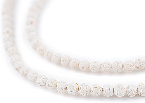 TheBeadChest - Cuentas de lava volcánica blanca (0.236 in)