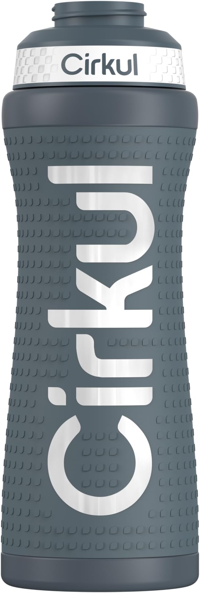 Cirkul22oz. Gray Grip Stainless Steel Water Bottle & Sport Lid, Durable, Insulated, Protective Grip, Leakproof & Heavy Duty