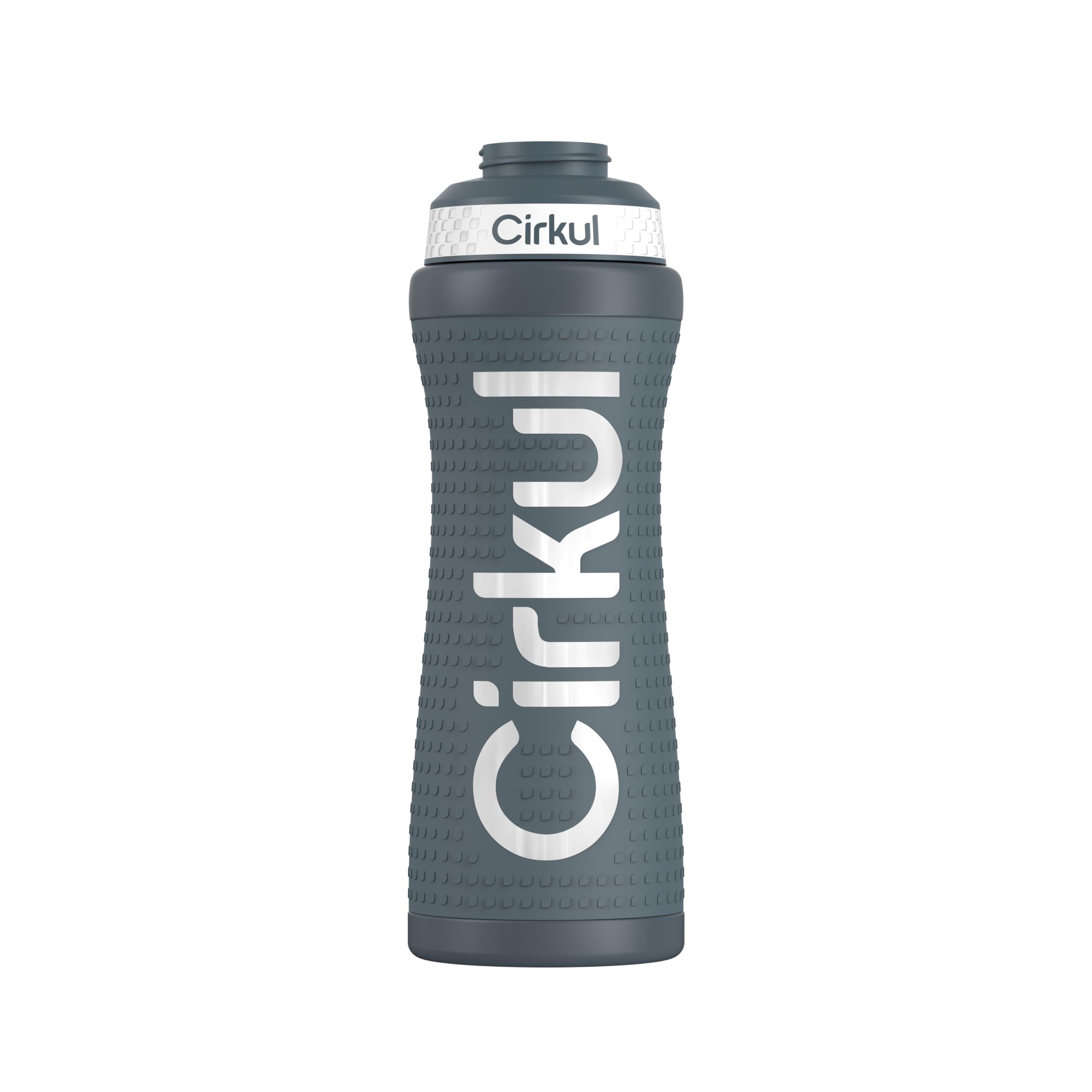 Cirkul22oz. Gray Grip Stainless Steel Water Bottle & Sport Lid, Durable, Insulated, Protective Grip, Leakproof & Heavy Duty