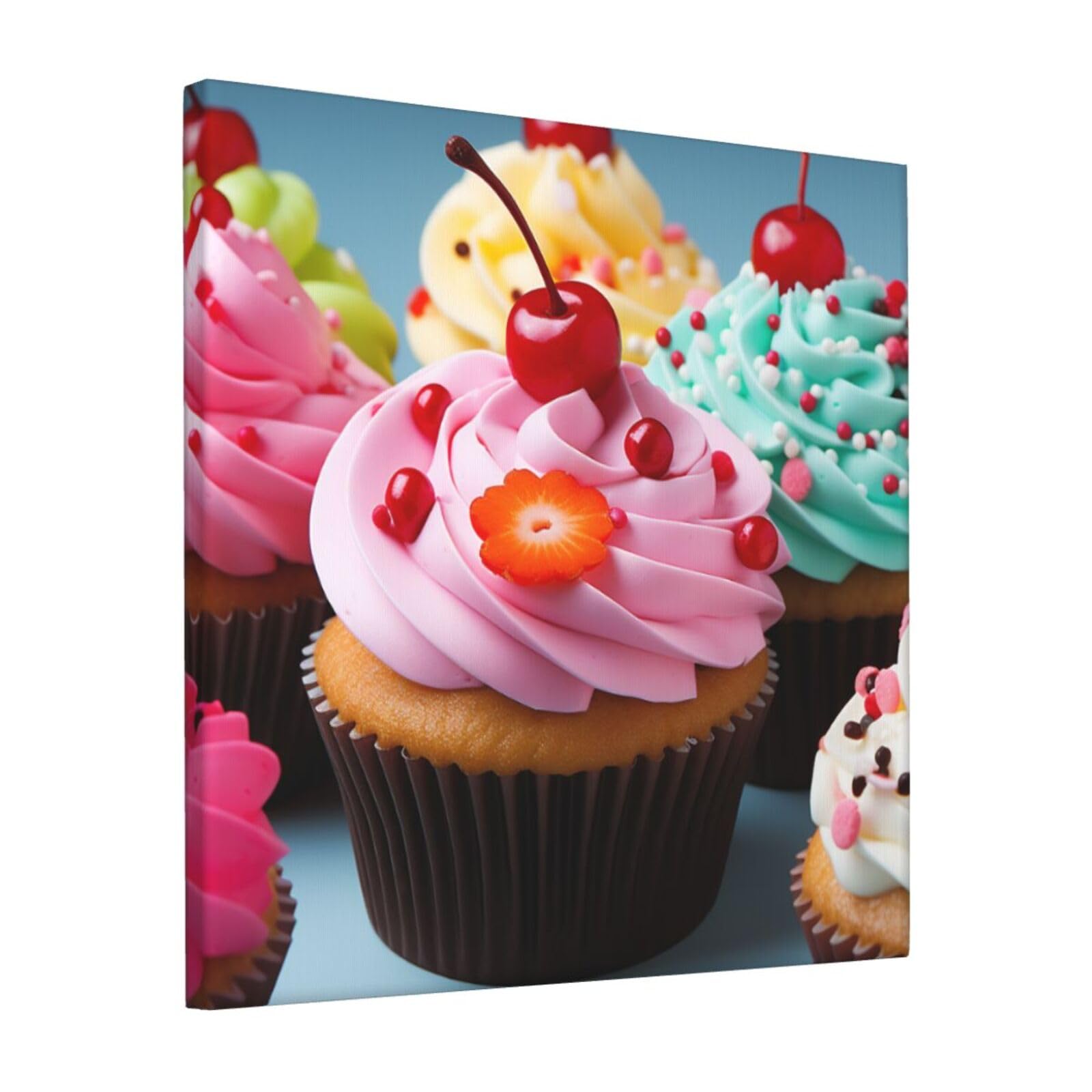 KLOPH Cupcake Canvas Wall Art for Living Room 12"x12" Modern Artwork Painting for Bathroom Hanging Canvas Prints Aesthetic Wallart for Bedroom Kitchen Office Wall Decor
