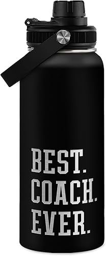 Miniatura 20 de Botella de agua de béisbol de 32 oz - Botellas deportivas de acero inoxidable aisladas con tapa - Regalo de béisbol para hombres, jugadores,