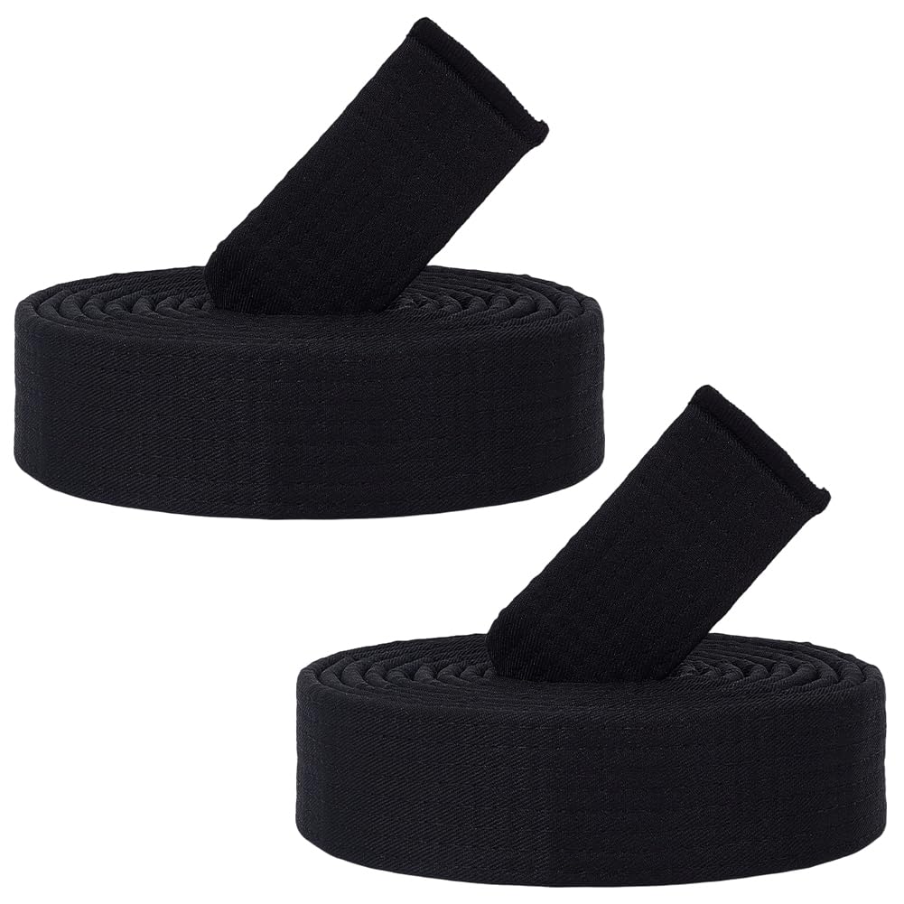CREATCABIN Cinturón de Karate Negro Poliéster 280cm para Artes Marciales Judo Jiu-Jitsu Brasileño TKD Aikido