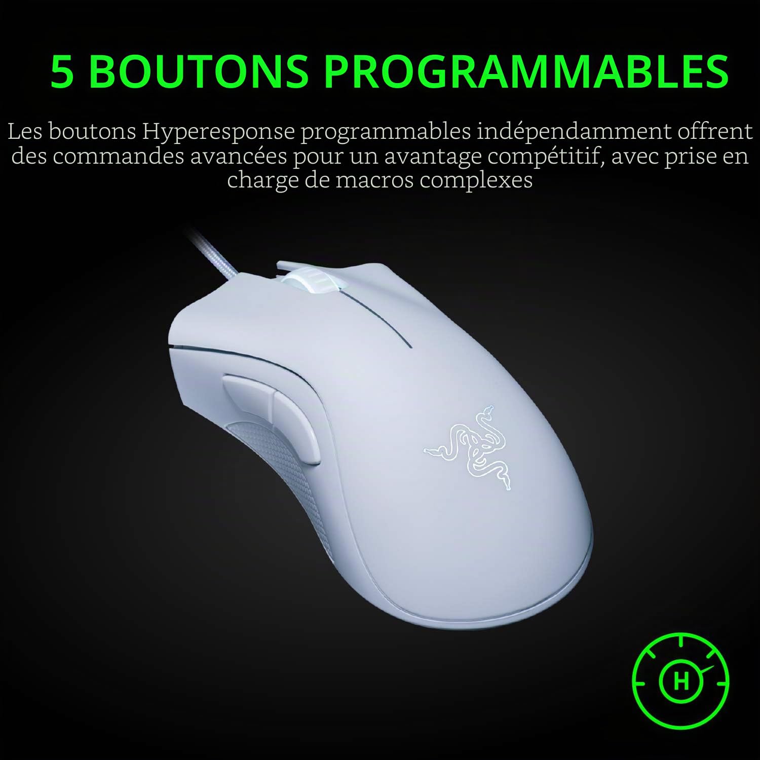Razer DeathAdder RZ0103850200 Essential Souris Blanc