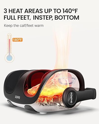 Miniatura 7 de RENPHO Máquina masajeadora de pies con calor, masajeador Shiatsu de pies y pantorrillas con control remoto, ofrece amasamiento profundo de tobillo