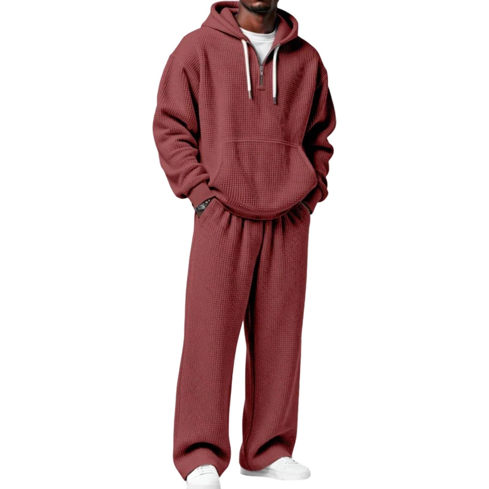 Générique Set da jogging da uomo, 2 pezzi, in cotone, abbigliamento sportivo, tuta da ginnastica, pantaloni morbidi e traspiranti, alla moda, per corsa quotidiana A48