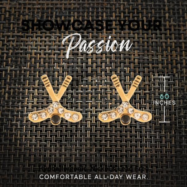 Infinity Collection Hockey Stick Earrings – Plated Studs with Sparkly Rhinestones, Ice Hockey Jewelry & Gifts for Female Players - Image 6