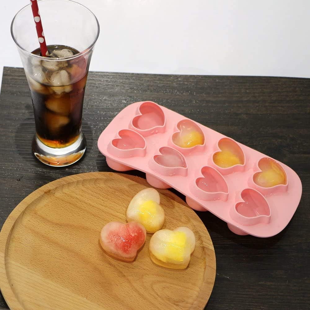 Webake Ice Cube Trays Silicone Set of 3 Reusable Silicone Ice Cube Molds Heart Shaped Ice Maker for Whiskey Drinks and Cocktails