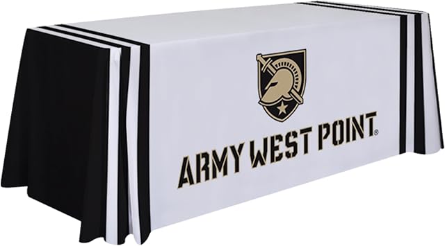 بطانية طاولة رياضية مطبوعة من Army Black Knights College - مرخصة من NCAA - بوليستر - مفرش طاولة مدرسي أبيض 6 لفات