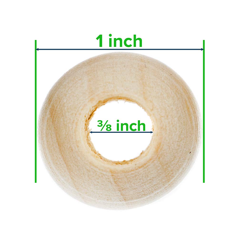 Perle Di Legno Naturali Da 25 Mm – Foro 9,5 Mm – Confezioni Da 50 E 100 – Per Gioielli, Rosari E Artigianato – Paracord Planet - 2