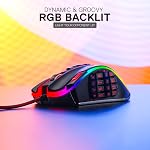 Redragon M990 MMO La souris du jeu 32000 DPI Filaire haute précision RGB Souris gamer w/23 Boutons programmables, 16 Clés macro latérales, Supports logiciels, Base en aluminium