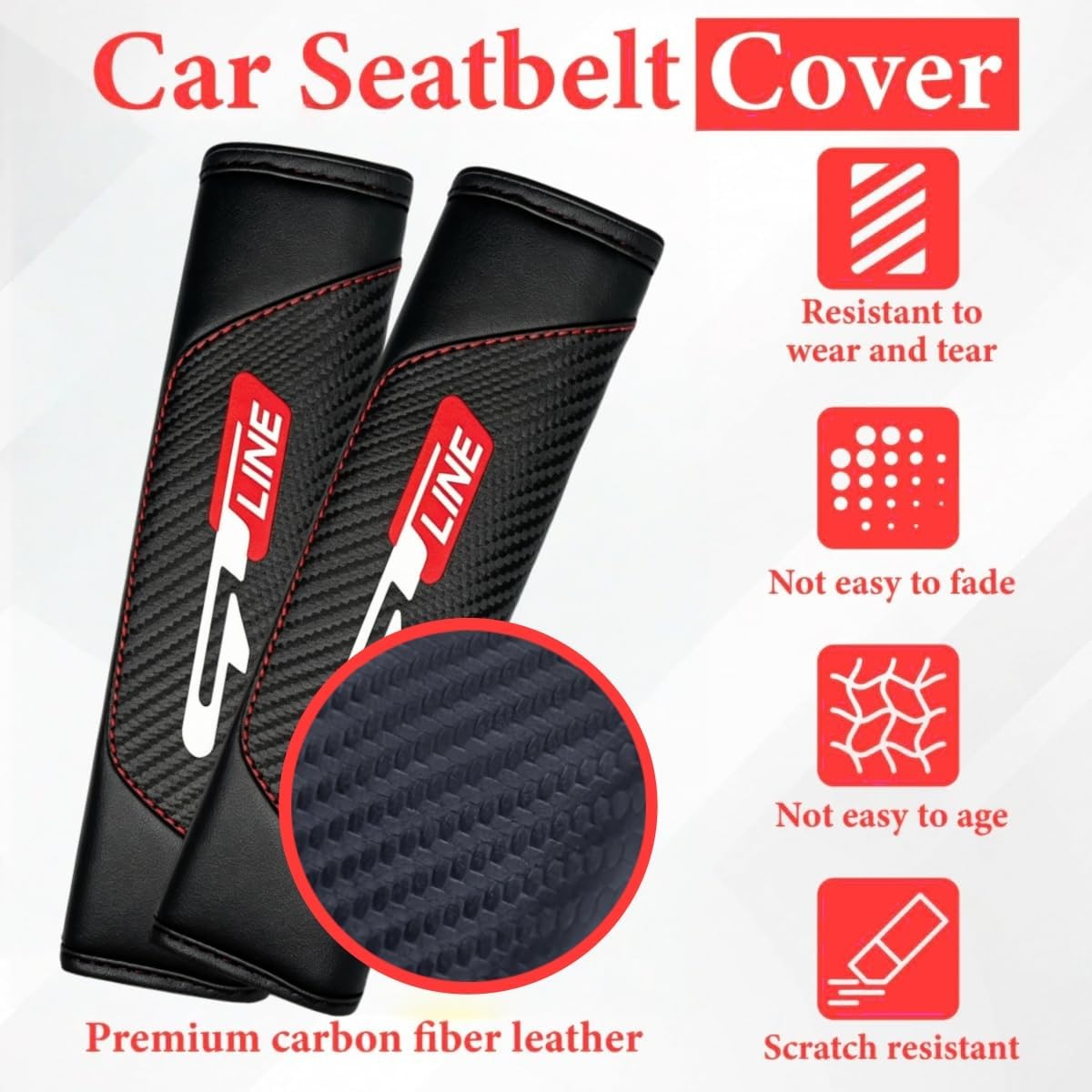 2PCS Seat Belt Covers Seatbelt Pad Strap Shoulder Pad Suit for Picanto Proceed Rio K3 K5 Sportage Stinger Soul GT Line Car Accessories