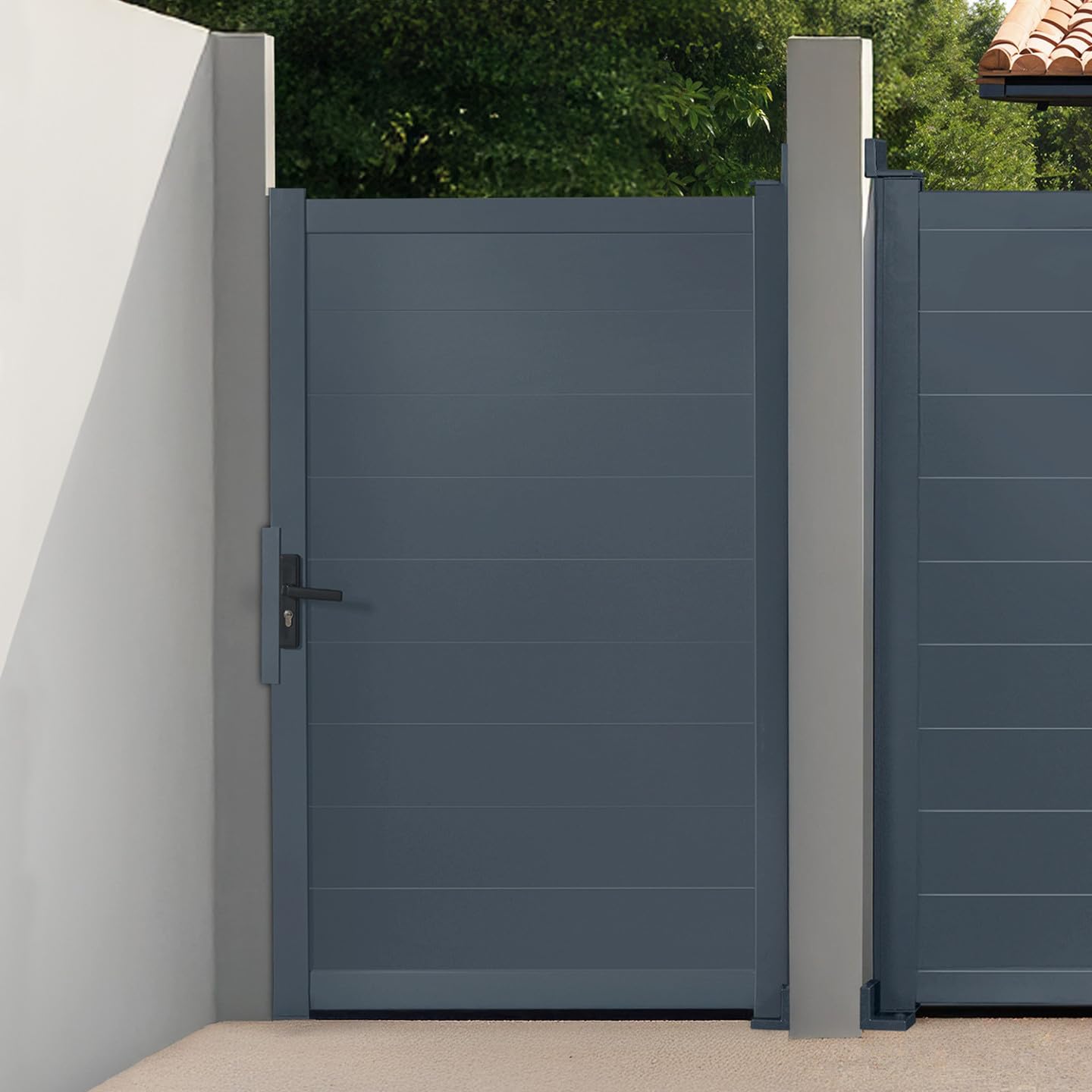 IDMarket - Puerta abatible de 100 x 160 cm en aluminio gris antracita