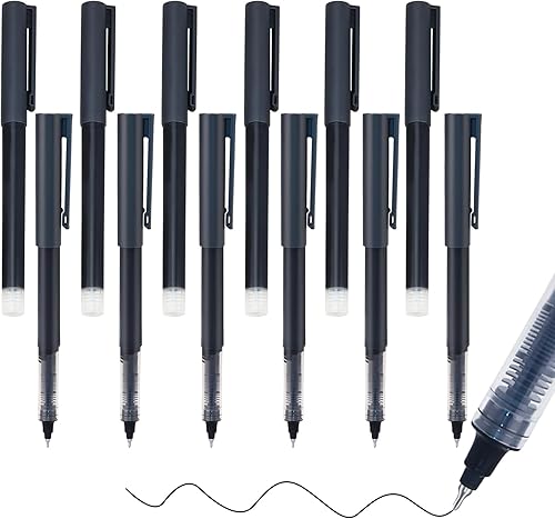 BAYTORY 12 bolígrafos de tinta de gel líquido, bolígrafo de punta fina CS de 0.020 in, de secado rápido, de escritura suave, para escuela, oficina,