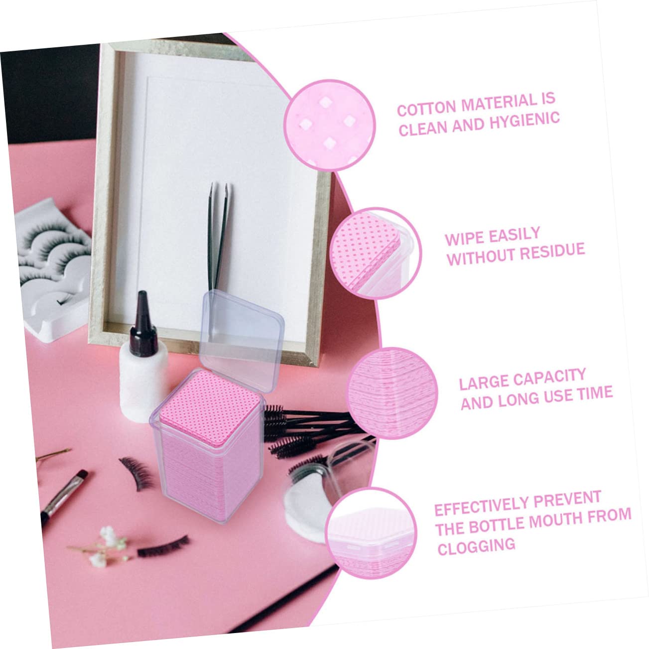 IWOWHERO Glue Bottle Accessory 2 Packs of Cleaning Pads for Eyelash Glue Removal Makeup Cotton Sheets Salon Grade