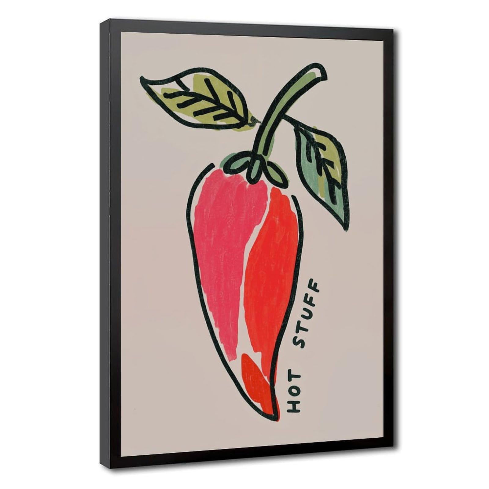 Hot Stuff Chili Pepper Illustration Canvas Poster for Home Decor Gift