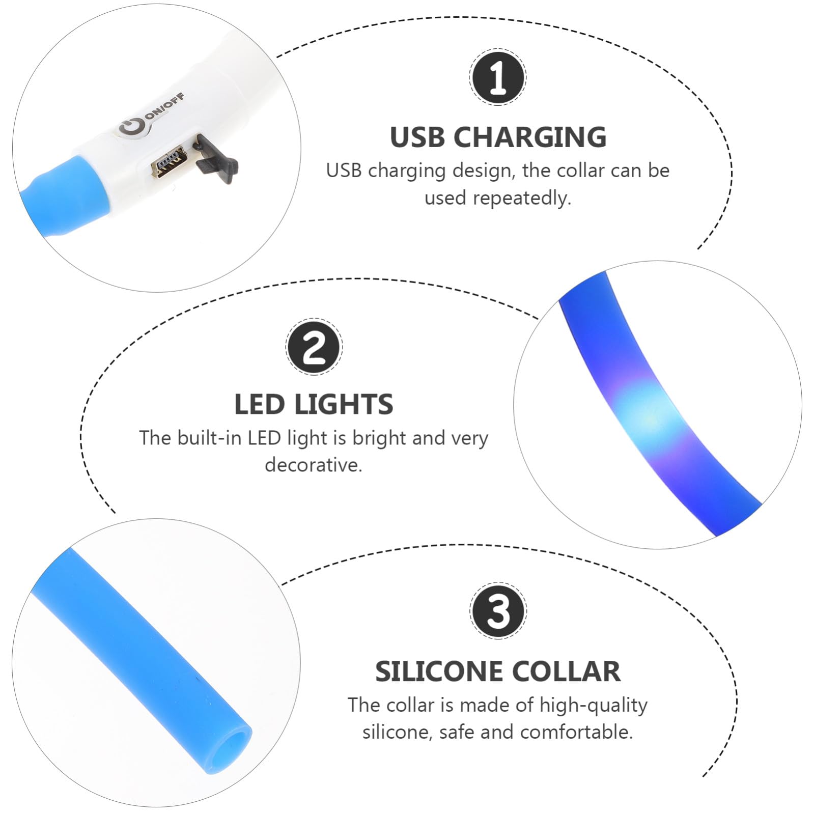 Didiseaon 3piezas Collar Led para Gatos Recargable para Paseos Resistente y De Limpiar