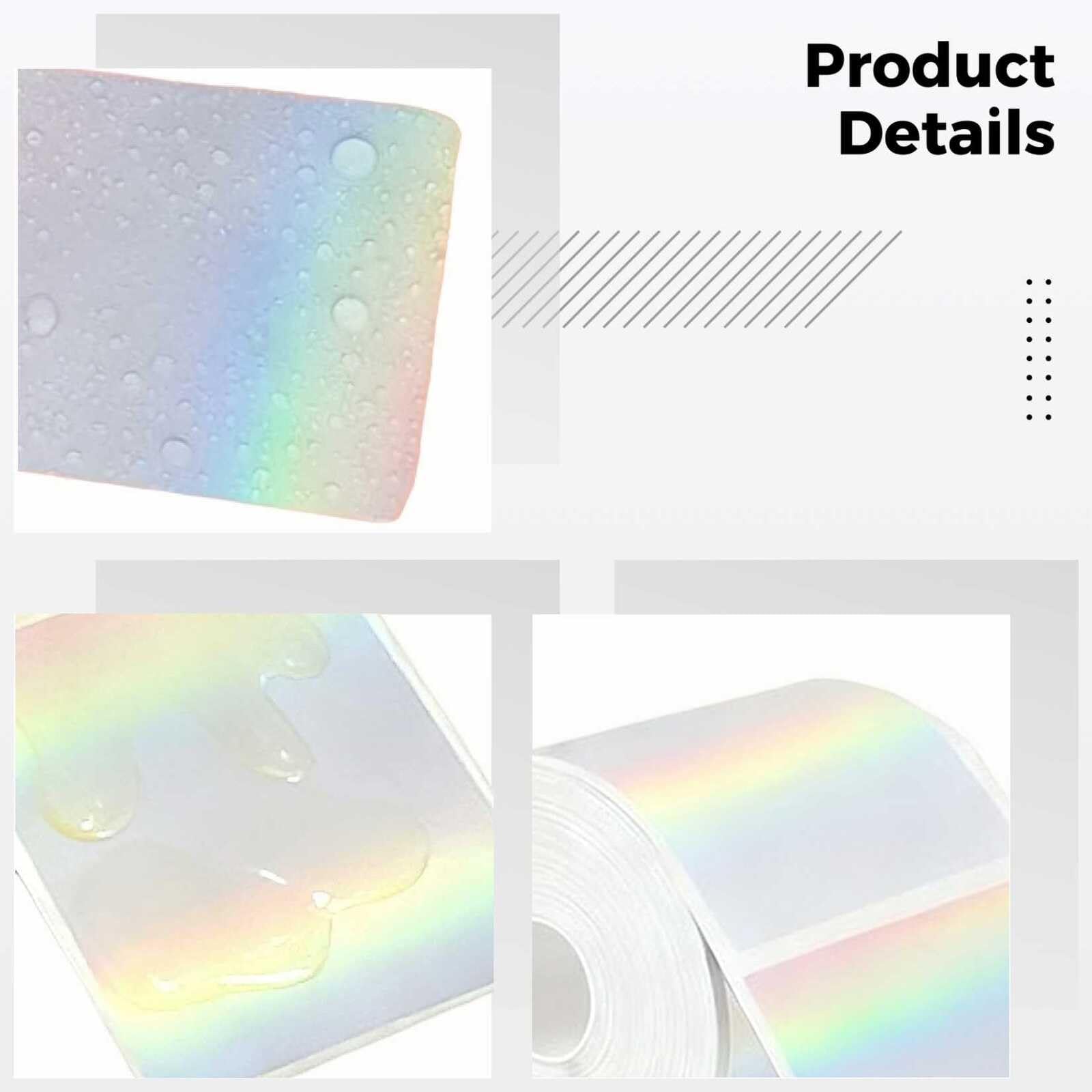 2 rouleaux d'étiquettes holographiques argentées, carrées 4 x 4 cm, 500 pièces/rouleau, autocollantes, papier d'impression thermique, compatibles Jingchen K2/K3, pour DIY et entreprise