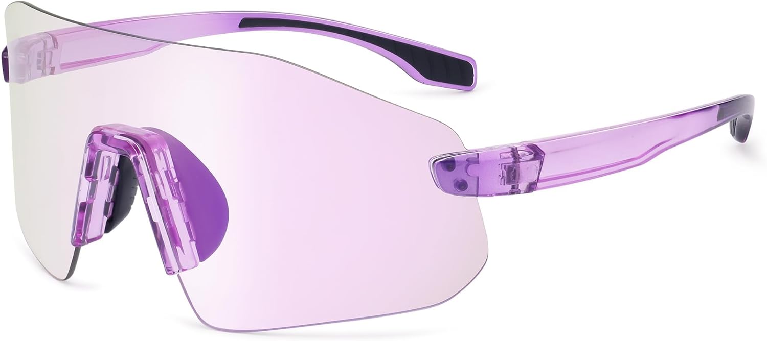 SOJOS Running Sunglasses for Women & Men, Lightweight TR90 Frameless UV400 Wraparound Sports Goggles, SJ2352