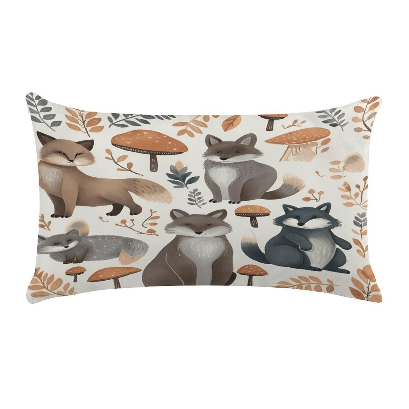 VstaDank Woodland Raccoon Animals Throw Pillow Cover Rectangular Lumbar Throw Pillow Case Soft Farmhouse Accent Decorative Cushion Cases Short Plush Pillowcase with Zipper 12 X 20 Inch