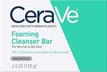 CeraVe Foaming Cleanser Bar, Face & Body Wash, Soap for Oily Skin, 4.5oz