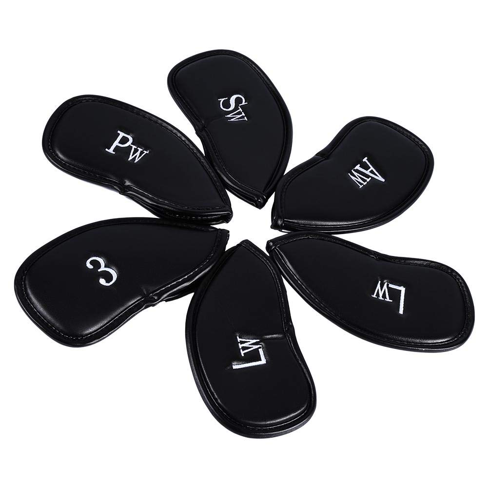 Nikou Club Head Cover, Covers Sleeve, Golf Iron Putter 12pcs PU Leather Black Cover Protector Set