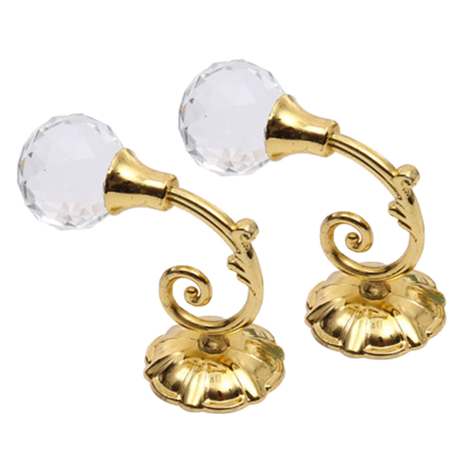 Monojly 2Pcs Metal Crystal Ball Curtain Holdback Wall Tie Back Hooks Hanger Holder Window Decoration Curtain Holder Accessories