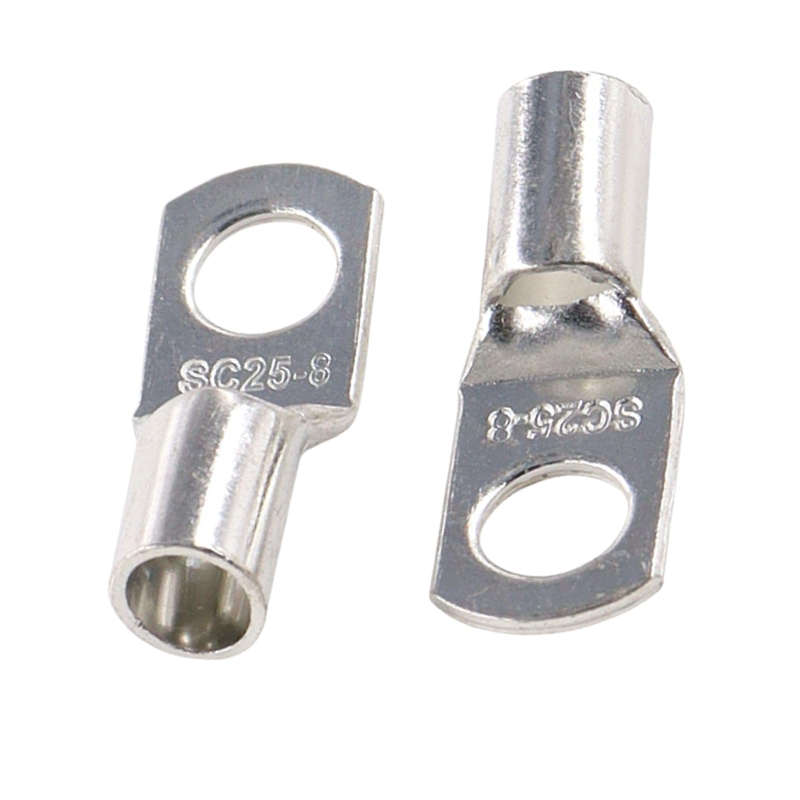 Joyelec Sc25-8 15Pcs Tinned Copper 25.0Mm² Cable Lugs M8 Battery Sc Ring Crimp Terminals Connectors For Electric, Auto, Boat, Car,Battery Cable Ends Lugs, Bolt Hole Crimp Terminals Connector