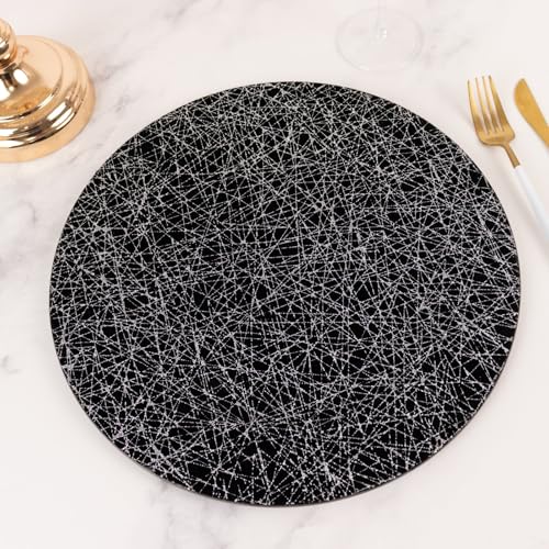 Platos Cargadores Redondos Negro 13 pulg Acrílico 6 piezas miniatura 2