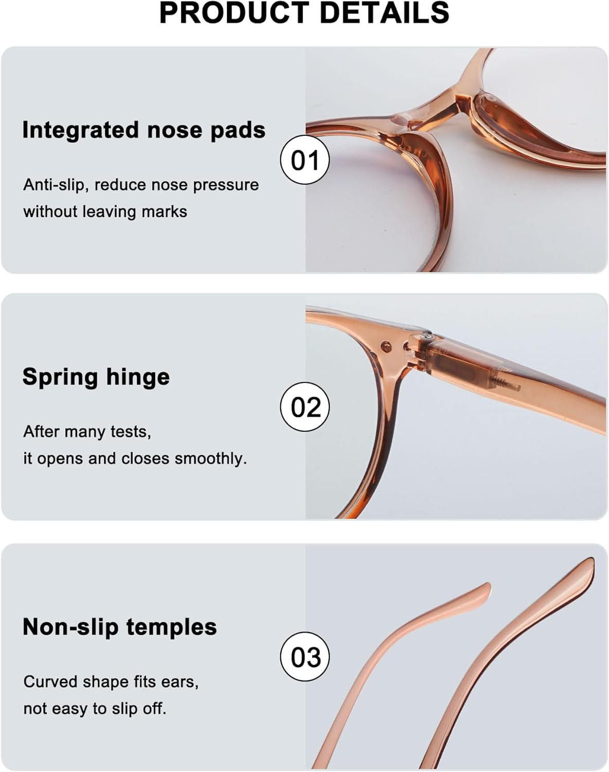 Blue Light Blocking Reading Glasses Spring Hinges Round Eyeglasses Computer Readers for Women - Image 4