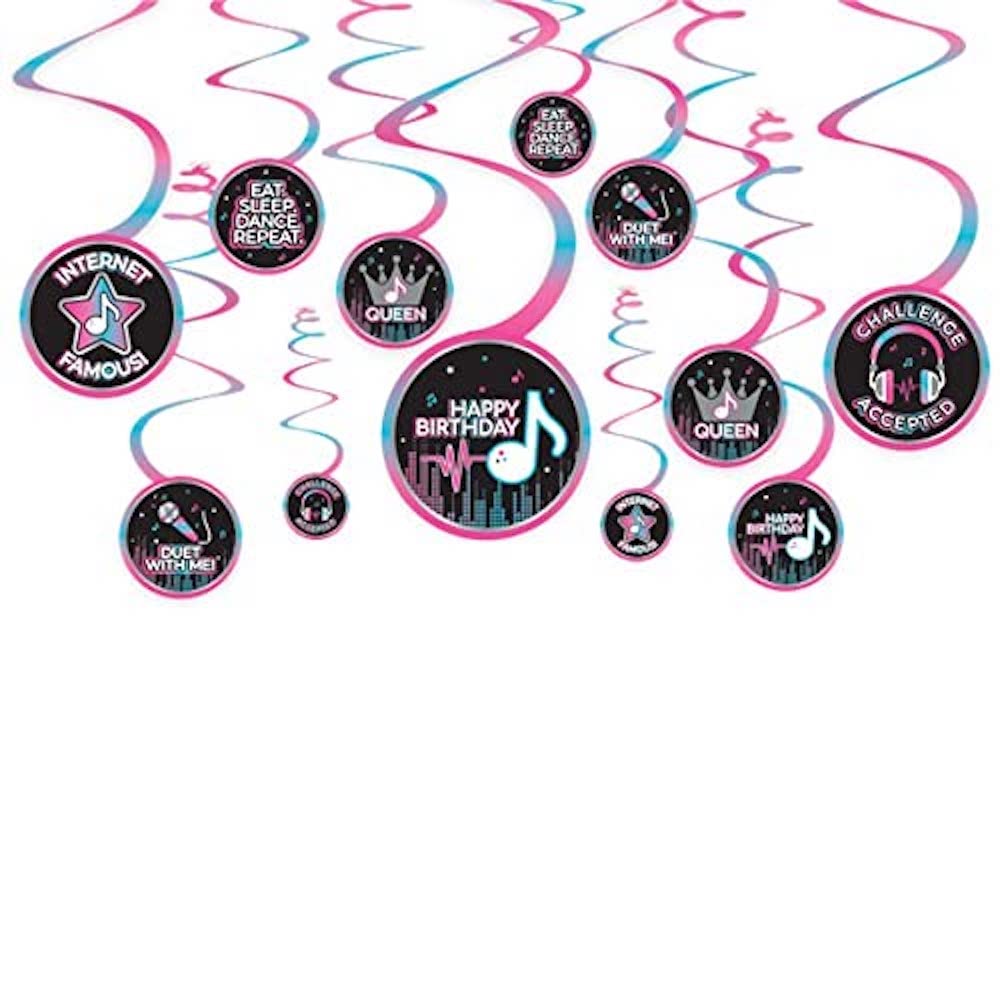 Amscan 9913861 - Internet Famous Kids Birthday Party Hanging Swirls Decorations - 6 Pack