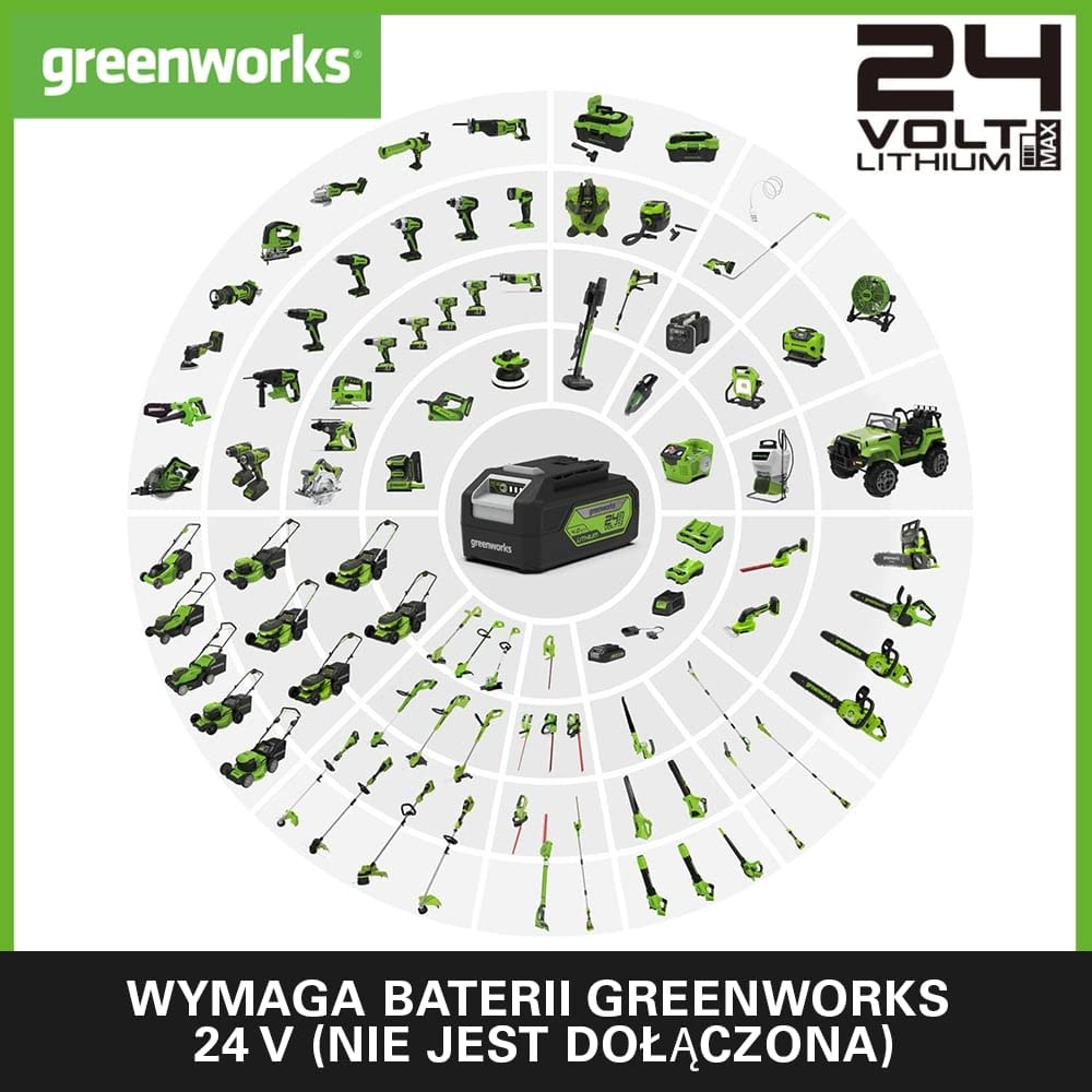 Greenworks G24SHT Nożyce do Trawy i Krzewów 2w1, 20 cm Ostrza do Żywopłotu, Cięcie Gałęzi i Łodyg do 8 mm, 2800 Cięć na Minutę, 15 cm Ostrze do Trawy BEZ Baterii 24V i Ładowarki, 3 Lata Gwarancji