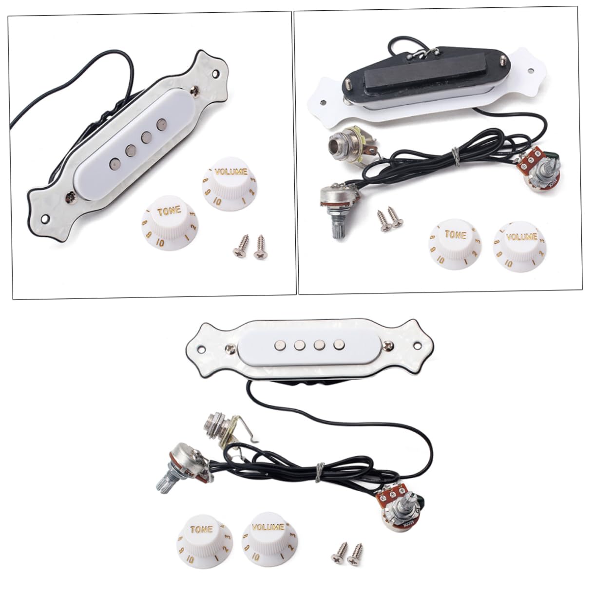 BESTonZON 3pezzi Pickup Elettrico Per Chitarra Acustica Corde Con Controllo Del Volume e Del Suono Bianco Adatto Per Chitarre Folk e Elettriche