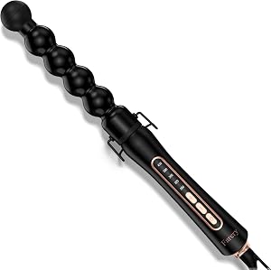 Farery 32mm Bubble Curling Wand for Long Hair – Ceramic Tourmaline Springless Barrel for Spiral Curls & Beach Waves, 5 Heat Settings (280°F–410°F), Auto Shut-Off, Dual Voltage Travel Curling Iron with Heat Resistant Glove