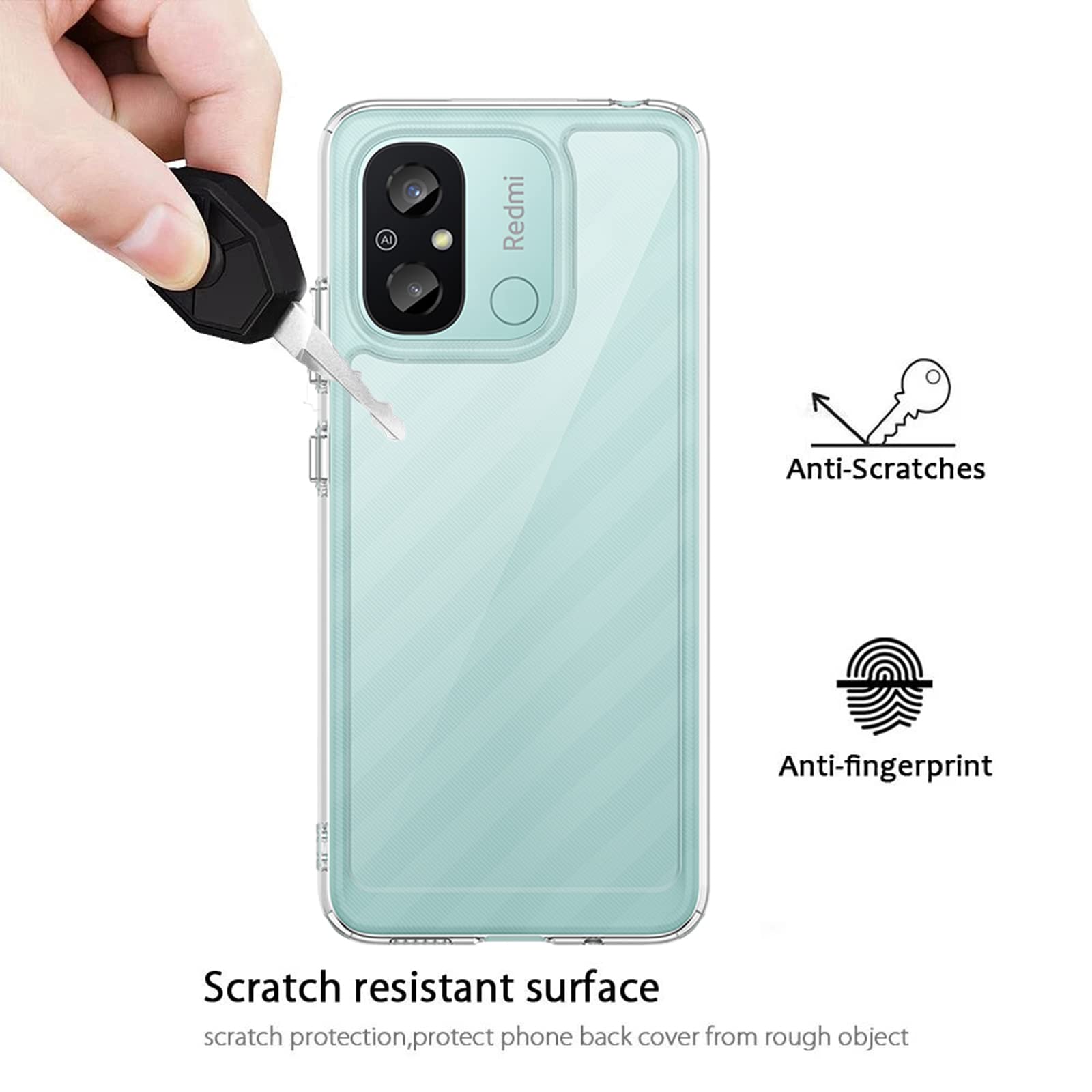 MEMELOKA Cover per Xiaomi Redmi 12C/Redmi 11A con Vetro Temperato [3 Pezzi], Custodia Protettiva Militare Antigraffio + Cavalletto in Metallo Rotante, TPU Bumper Antiurto Armour Custodia (Nero