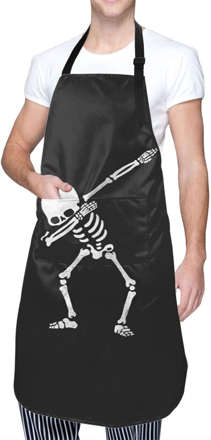 ACADEST Dance Skeleton Apron With Pockets, Waterproof